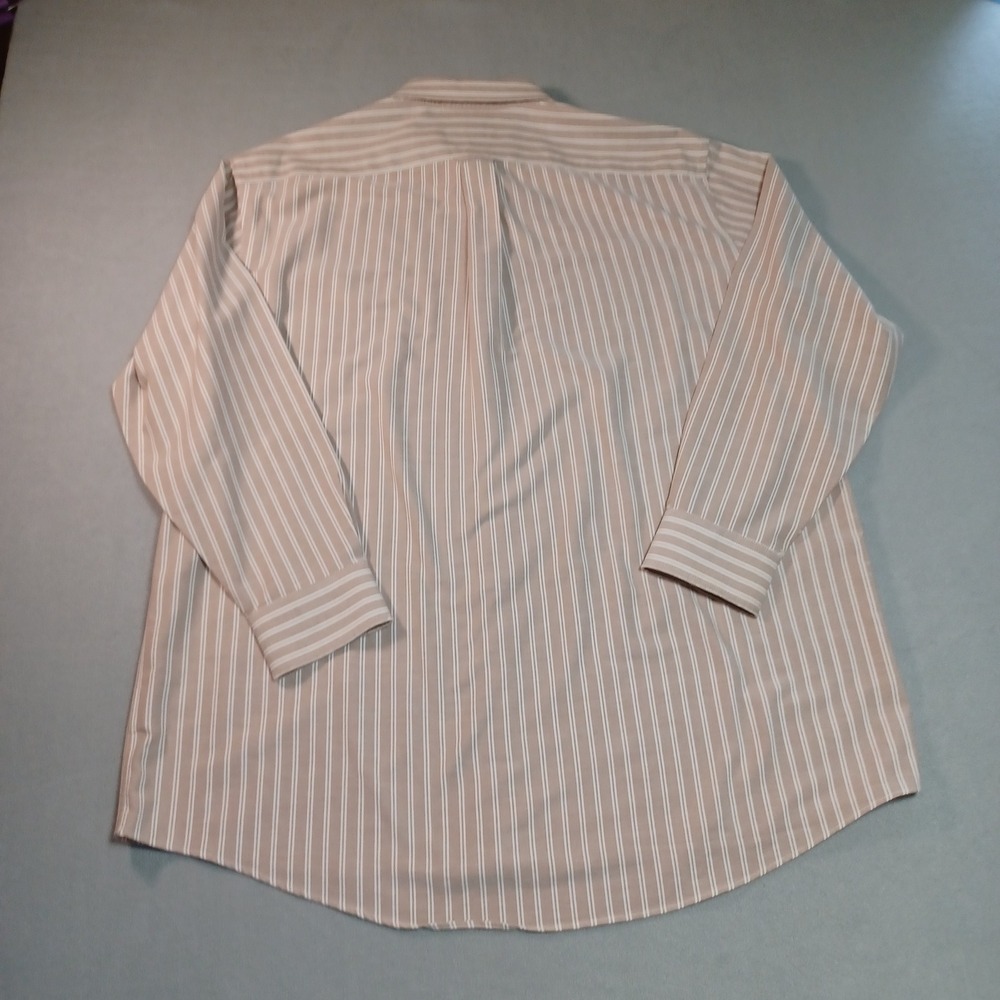 Stafford Essentials‎ Mens Regular Fit Oxford Shirt Tan White Stripe 18 34-35